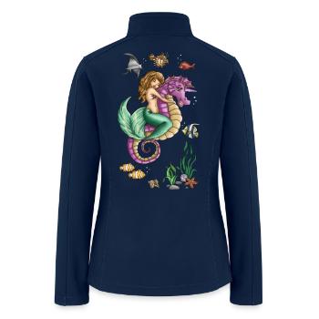 Little mermaid and cute seahorse best friends - Women’s Soft Shell Jacket - navy - Back