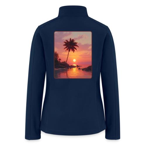 Tropical Beach Sunset Palm Design - Women’s Soft Shell Jacket