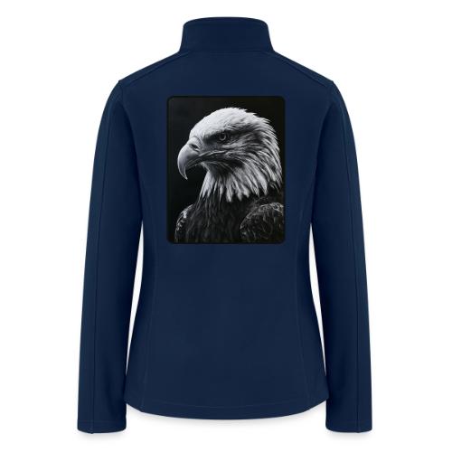 Black White Bald Eagle Design - Women’s Soft Shell Jacket