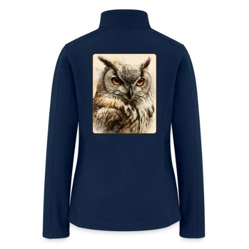 Great Horned Owl Watercolor Design - Women’s Soft Shell Jacket