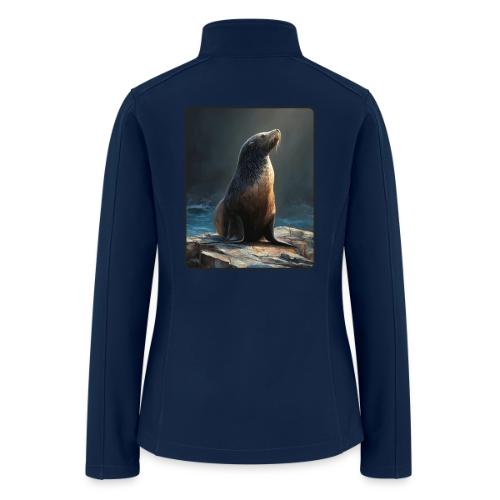 Fur Seal Artistic Shore Portrait Design - Women’s Soft Shell Jacket