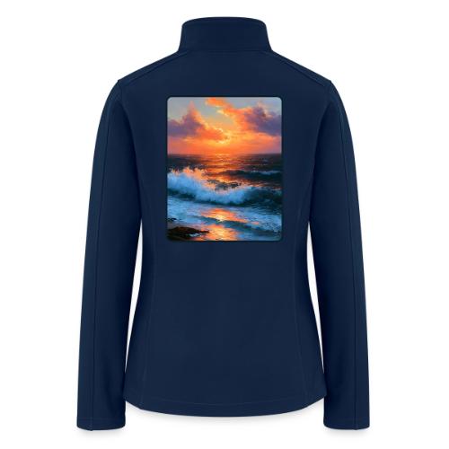 Sunset Storm Waves Oil Painting - Women’s Soft Shell Jacket