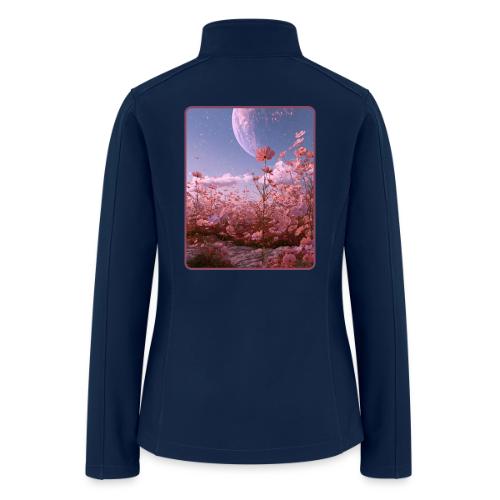 Cosmic Moon & Cosmos Flowers Art - Women’s Soft Shell Jacket