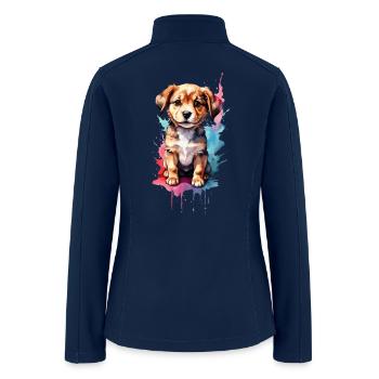 Watercolor Puppy Face - Women’s Soft Shell Jacket - navy - Back