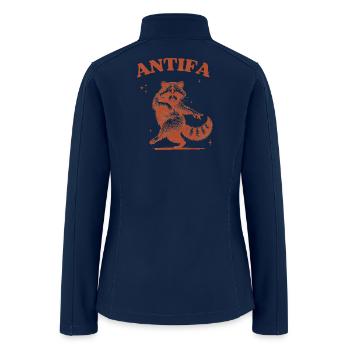Antifa Unhinged Raccoon Meme - Women’s Soft Shell Jacket - navy - Back
