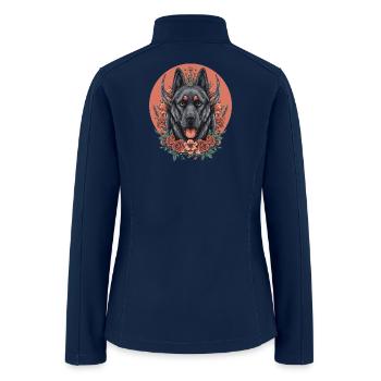Floral Wolfdog Circle - Women’s Soft Shell Jacket - navy - Back