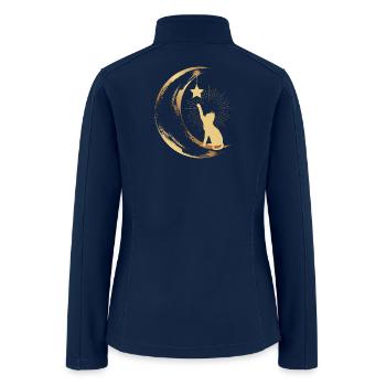 Magic Cat and Moon  Elegant Cosmic Style - Women’s Soft Shell Jacket - navy - Back