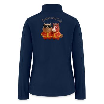Capybara Horse Zodiac Chill - Women’s Soft Shell Jacket - navy - Back