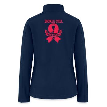 Sickle Cell Burgundy Awareness Ribbon - Women’s Soft Shell Jacket - navy - Back