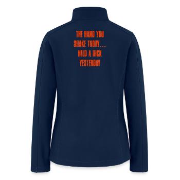 Distressed Orange Shake Today Dick Yesterday - Women’s Soft Shell Jacket - navy - Back
