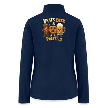 Brats Beer Pretzels Trio - Women’s Soft Shell Jacket - navy - Back