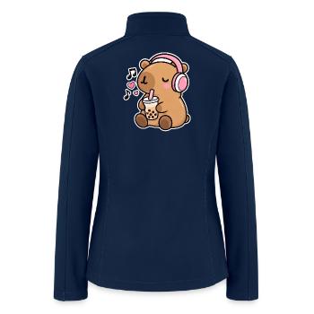 Bubble Tea Bear with Headphones - Women’s Soft Shell Jacket - navy - Back