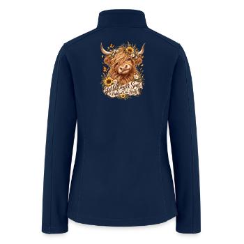 Wildflower Soul Highland Cow Scottish Highland cow - Women’s Soft Shell Jacket - navy - Back