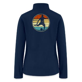 Retro Circle Soccer Silhouette - Women’s Soft Shell Jacket - navy - Back