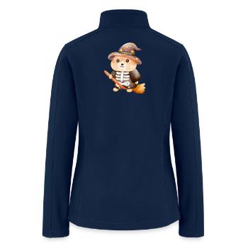 Cute Witch Hamster Riding a Broom – Cozy Halloween - Women’s Soft Shell Jacket - navy - Back