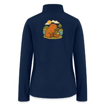 Bear Enjoying Ramen by the Lake - Women’s Soft Shell Jacket - navy - Back