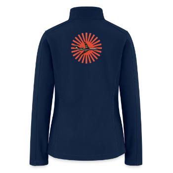 Red Sunburst plane Emblem - Women’s Soft Shell Jacket - navy - Back