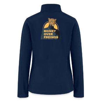 Leopard Boss: Money Over Friends - Women’s Soft Shell Jacket - navy - Back