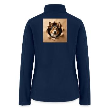 Border Collie Loch Portrai - Women’s Soft Shell Jacket - navy - Back