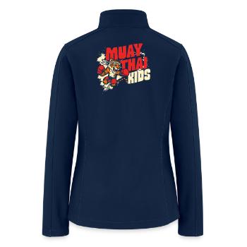Cute Muay Thai Tiger – Kids Martial Arts Design - Women’s Soft Shell Jacket - navy - Back