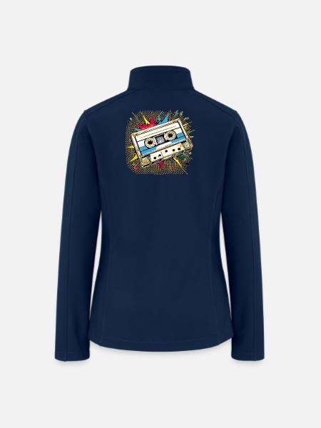 Retro Cassette Pop Art Burst - Women’s Soft Shell Jacket - navy
