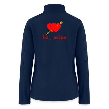 Love Hearts with Arrow and Be Mine Message - Women’s Soft Shell Jacket - navy - Back