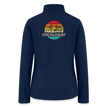 Cyclist Retro Sunset Emblem - Women’s Soft Shell Jacket - navy - Back