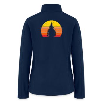 Sunset Silhouette of a Pine Tree - Women’s Soft Shell Jacket - navy - Back
