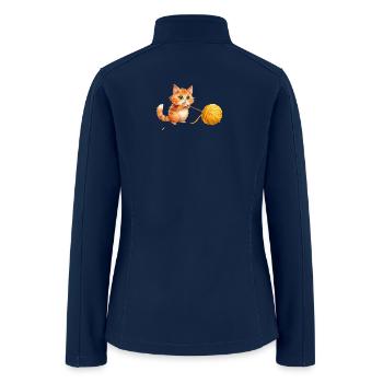 Kitten and Yarn Ball Play - Women’s Soft Shell Jacket - navy - Back