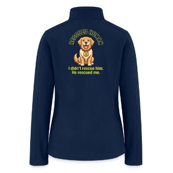 Rescued Human, He Rescued Me Dog Tee - Women’s Soft Shell Jacket - navy - Back