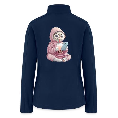 Cool Cat Bubble Tea Cartoon Design - Women’s Soft Shell Jacket
