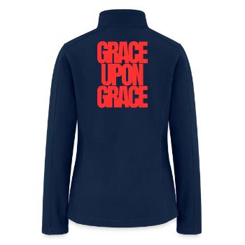 Abundant Grace Bold Red Scripture Typography Desig - Women’s Soft Shell Jacket - navy - Back