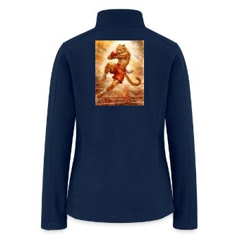Cheetah Boxer in Ring Action - Women’s Soft Shell Jacket - navy - Back