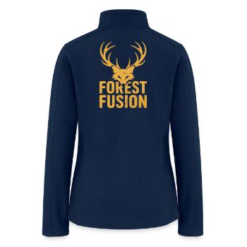 Forest Fusion Deer Embroidery Design - Women’s Soft Shell Jacket - navy - Back
