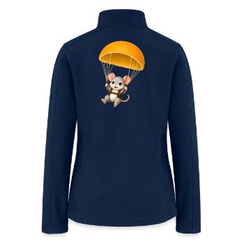 Cute Mouse with Orange Parachute – Kawaii Design - Women’s Soft Shell Jacket - navy - Back