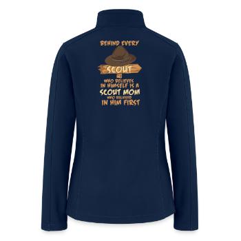 Scout Mom Supportive Quote Outdoor Design - Women’s Soft Shell Jacket - navy - Back