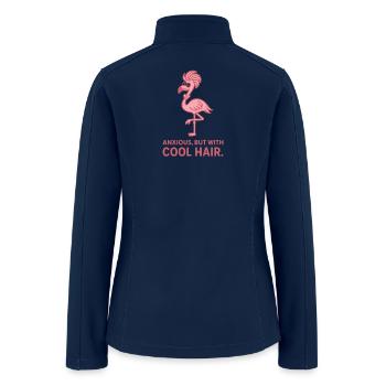 Anxious Flamingo with Cool Hair - Women’s Soft Shell Jacket - navy - Back