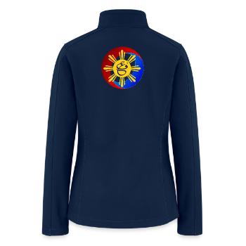 Sunburst Script in Philippine Palette - Women’s Soft Shell Jacket - navy - Back