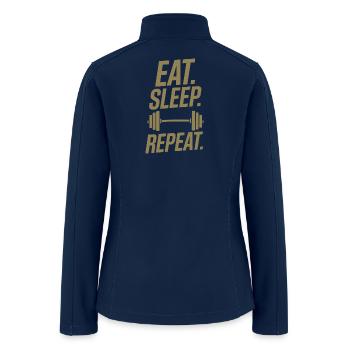 Barbell weightlifting workout fitness bodybuilding - Women’s Soft Shell Jacket - navy - Back