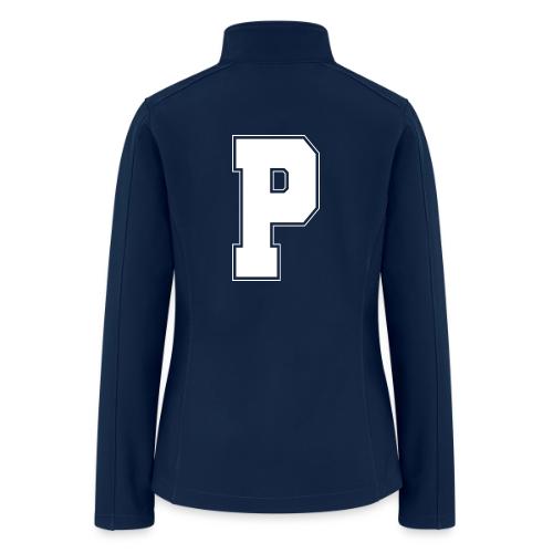 White Letter P – Varsity Alphabet Monogram - Women’s Soft Shell Jacket