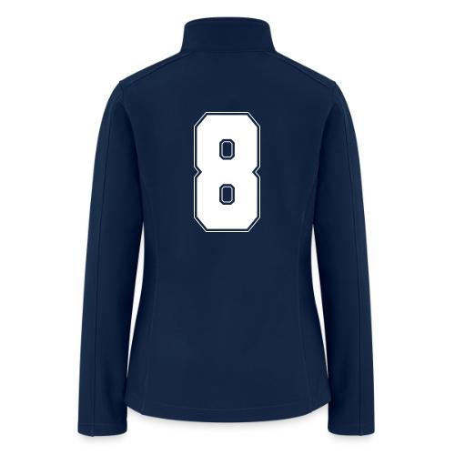 White Number 8 – Varsity Font - Women’s Soft Shell Jacket