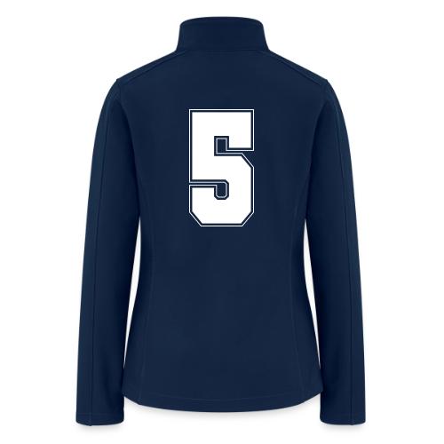 White Number 5 – Varsity Font - Women’s Soft Shell Jacket