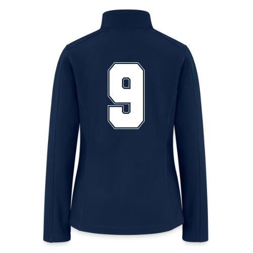 White Number 9 – Varsity Font - Women’s Soft Shell Jacket