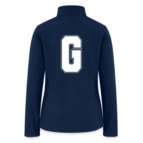 White Letter G – Varsity Alphabet Monogram - Women’s Soft Shell Jacket
