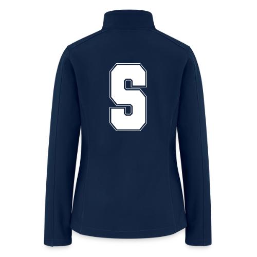 White Letter S – Varsity Alphabet Monogram - Women’s Soft Shell Jacket