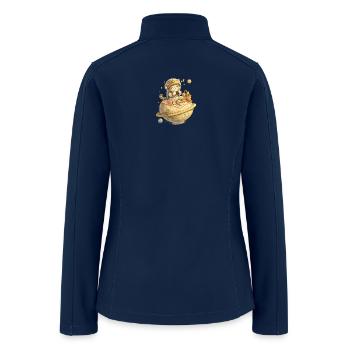 Lunchocat on Moon Cheese - Women’s Soft Shell Jacket - navy - Back