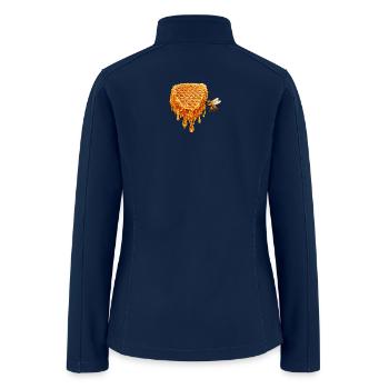 Golden Dripping Honeycomb with Honey Bee - Women’s Soft Shell Jacket - navy - Back