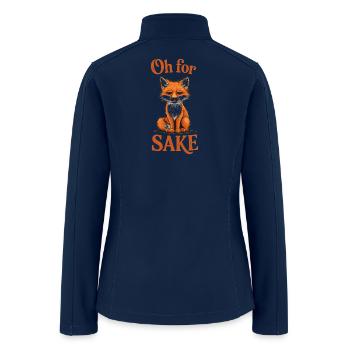 Funny Fox Pun Wall Art, Oh for (fox)sake phrase - Women’s Soft Shell Jacket - navy - Back