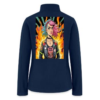 Flames of Punk Rock Girl - Women’s Soft Shell Jacket - navy - Back