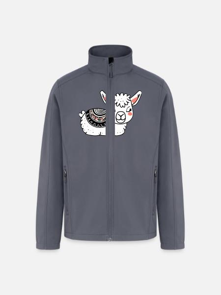 Adorable Llama Resting - Men’s Soft Shell Jacket - gray